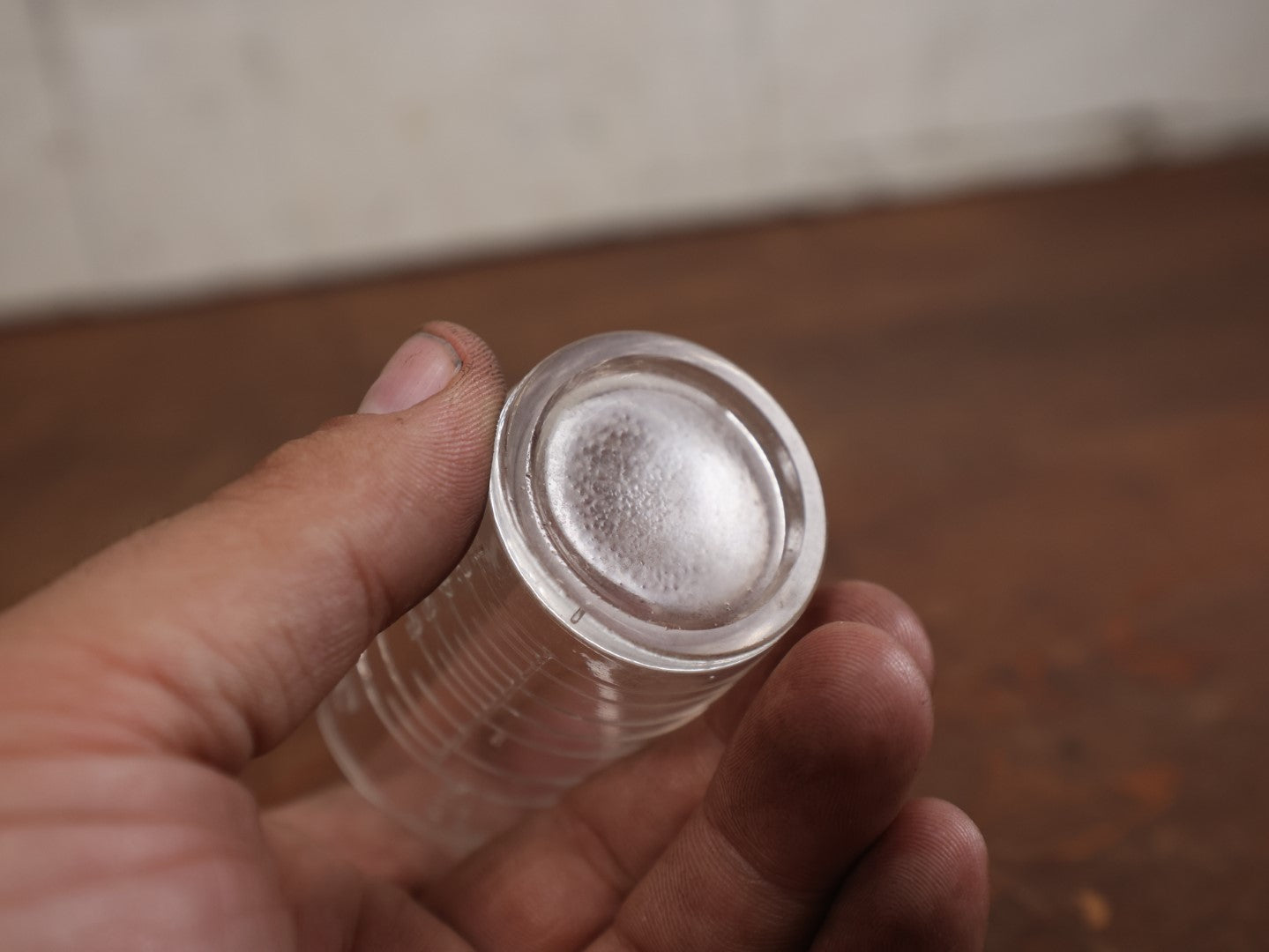 Lot 063 - Vintage 3 Ounce Glass Medicine Measuring Cup With Embossed Hash Marks