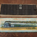 Lot 073 - The Embossing Company's Double Twelve Express Dominoes, Vintage Dominoes In Box With Train Decoration, Made In U.S.A., Missing One Domino