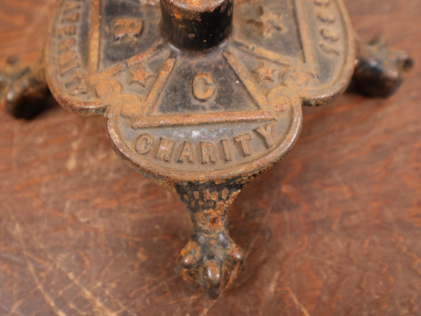 Lot 080 - Antique Cast Iron "Woman's Relief Corps" W.R.C. Flag Pole Stand, Official Women's Auxiliary The G.A.R. Grand Army Of The Republic, Civil War Union Veterans, "Loyalty, Fraternity, Charity"