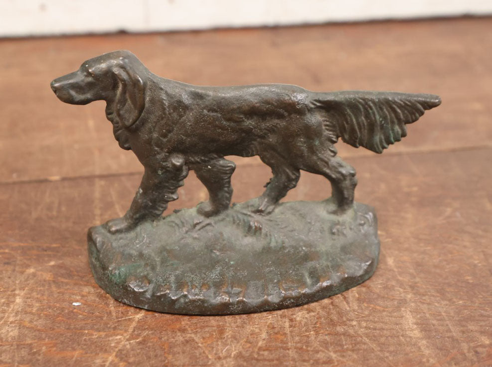 Lot 082 - Antique Painted Cast Iron Irish Setter Hunting Dog Bookend / Doorstop Figurine, Detail On Both Sides, Single