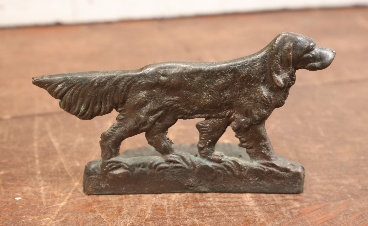 Lot 082 - Antique Painted Cast Iron Irish Setter Hunting Dog Bookend / Doorstop Figurine, Detail On Both Sides, Single