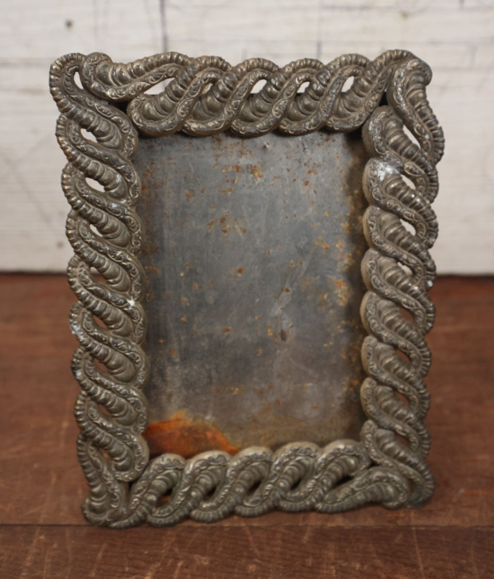 Lot 087 - Ornate Antique Cast Metal Slip-In Image Frame With Kickstand