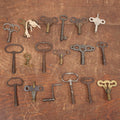Lot 091 - Grouping Of Eighteen Various Antique Clock And Other Keys, Brass, Iron, And More