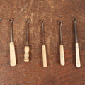 Lot 092 - Grouping Of Six Antique Shoe Button Hooks With Bone Handles