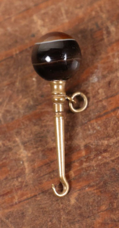 Lot 096 - Single Shoe Button Hook With Marble Handle