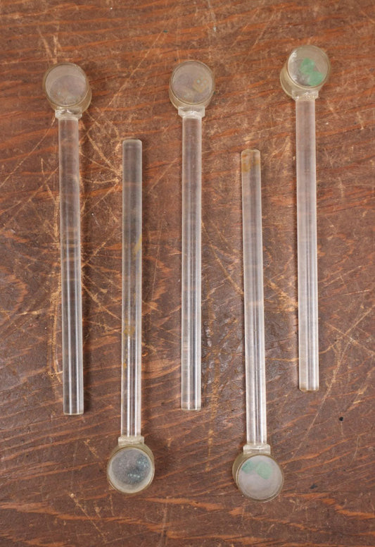 Lot 099 - Grouping Of Five Vintage Plastic Drink Stirrers With Dice In Top