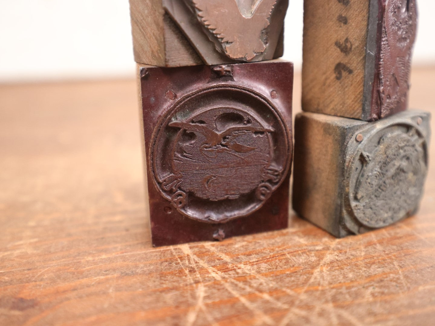 Lot 102 - Grouping Of Six Assorted Animal Themed Advertising Print Block Letterpress Including Chicken, Elk / Deer, Fish, Eagle