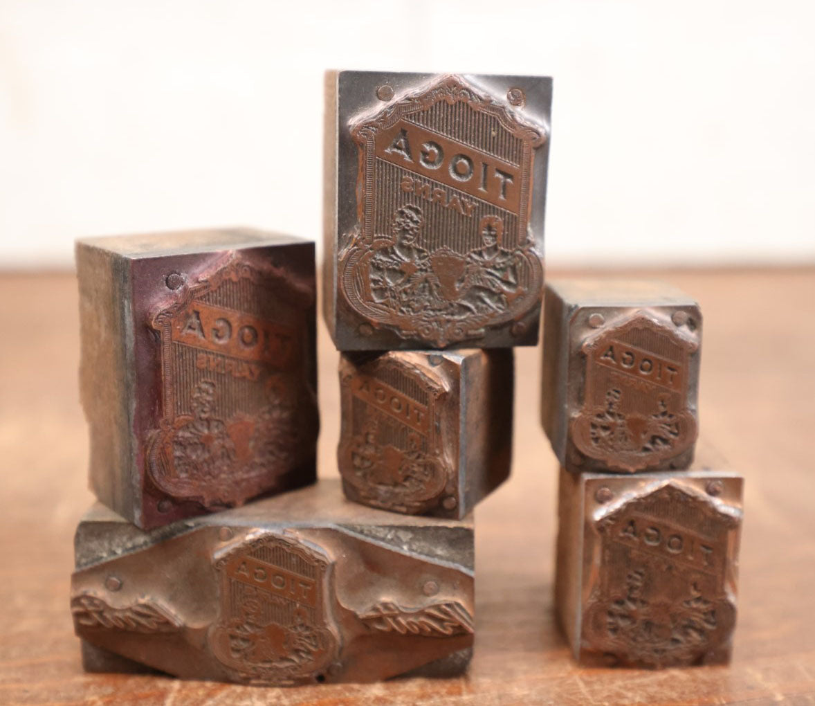 Lot 103 - Grouping Of Six Tioga Yarns Advertising Print Block Letterpress 