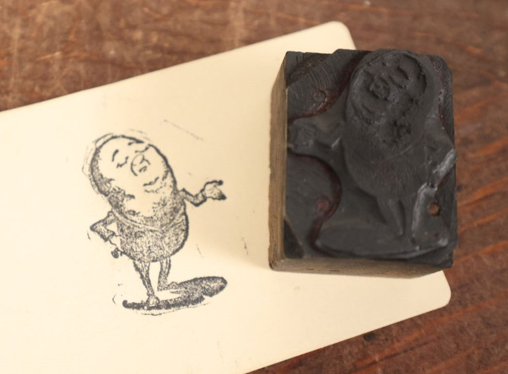 Lot 104 - Single Antique Print Block Letterpress, Weird Potato Man