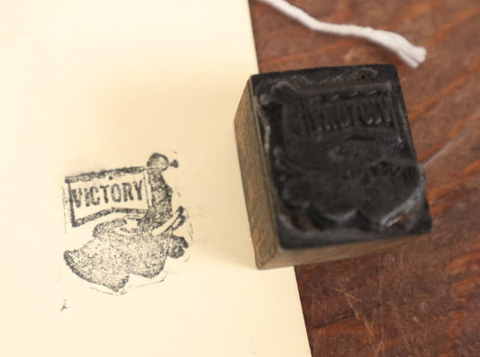 Lot 107 - Single Antique Print Block Letterpress, Republican Elephant "Victory" Campaign Symbol