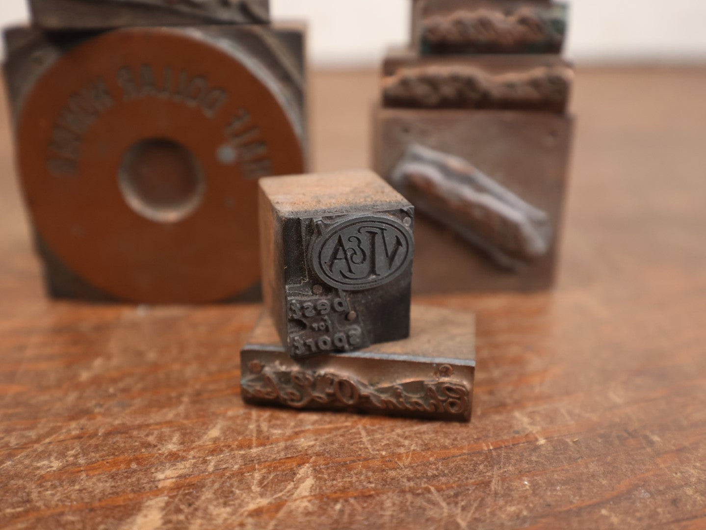 Lot 110 - Grouping Of Twelve Assorted Advertising Print Block Letterpress, Various Brands Including Luther Hardware, Others