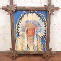 Lot 117 - Vintage Framed Print Of Native American Home Gun, Medicine Man Of The Pecunnies, No Glass In Frame