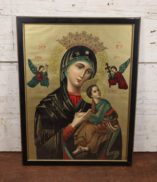 Lot 119 - Vintage Framed Our Lady Of Perpetual Hope Virgin Mary And Baby Jesus Religious Print