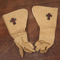 Lot 120 - Vintage Leather Knights Templar Masonic White Leather Gloves, Not Wearable, For Display, With Red Cross, Belonged To E.G. Watson