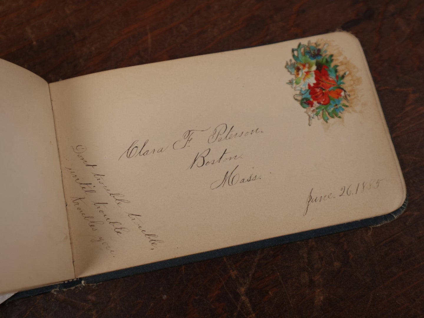 Lot 135 - Antique Victorian Autograph Album, Blue With Dog On Cover, Circa 1880s