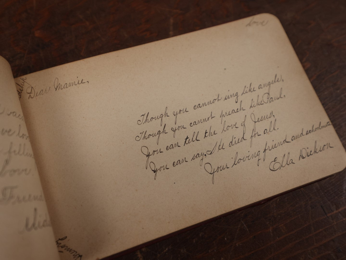 Lot 136 - Antique Victorian Autograph Album, Red / Maroon, With Woman In Hat On Cover, Circa 1880s