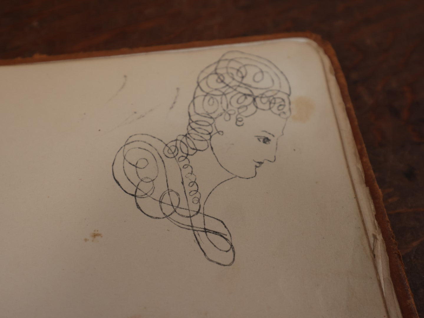 Lot 138 - Antique Victorian Autograph Album, Light Brown Leather Cover With Embossed Flowers, Contains Doodles, Circa 1880s