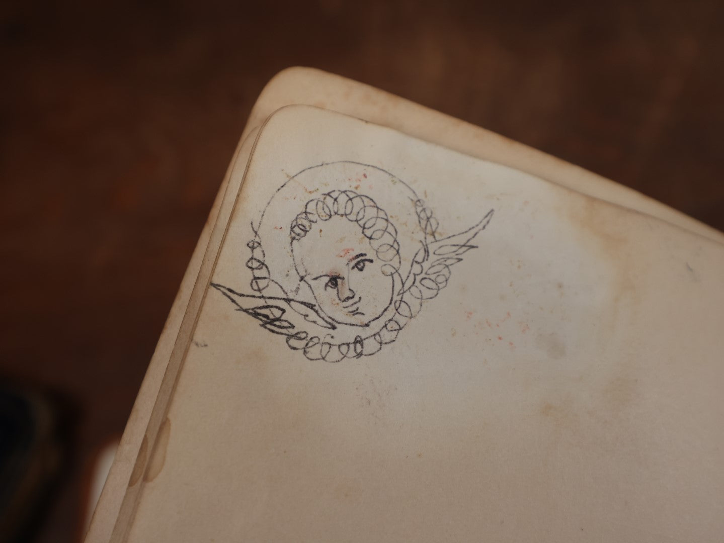 Lot 138 - Antique Victorian Autograph Album, Light Brown Leather Cover With Embossed Flowers, Contains Doodles, Circa 1880s