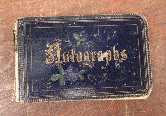 Lot 139 - Antique Victorian Autograph Album, Blue Cover With Green Leaves, Contains Two Incredible Pen And Ink Drawings Signed Kohler, Music Notes, Circa 1880s