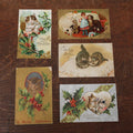 Lot 143 - Grouping Of Five Antique Cat, Kitten, And Dog Postcards, Mostly For Holidays And Christmas, Various Wear