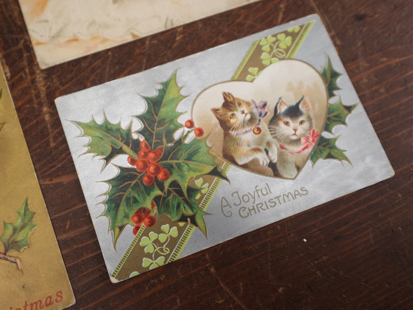 Lot 143 - Grouping Of Five Antique Cat, Kitten, And Dog Postcards, Mostly For Holidays And Christmas, Various Wear