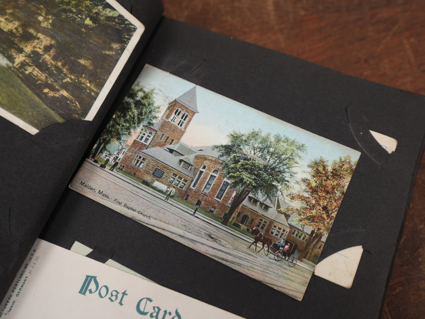 Lot 145 - Antique Black Postcard Album, Containing Dozens And Dozens Of Postcards, Mostly Location Related, Including Boston, New England, Various American Cities