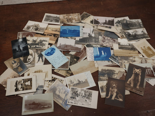 Lot 146 - Large Grouping Of 50 Plus Antique Postcards, Mostly Real Photo Postcards R.P.P.C. Including Cyanotypes And More