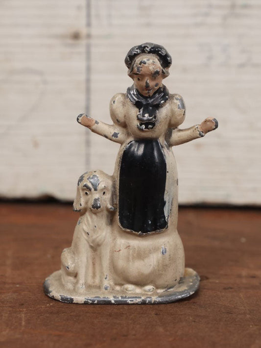 Lot 152 - Antique Old Mother Hubbard With Dog Cast Metal Statue, By Tommy Toy Company