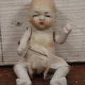 Lot 153 - Antique Miniature Bisque Jointed Baby Doll, Cloth Diaper With Safety Pin