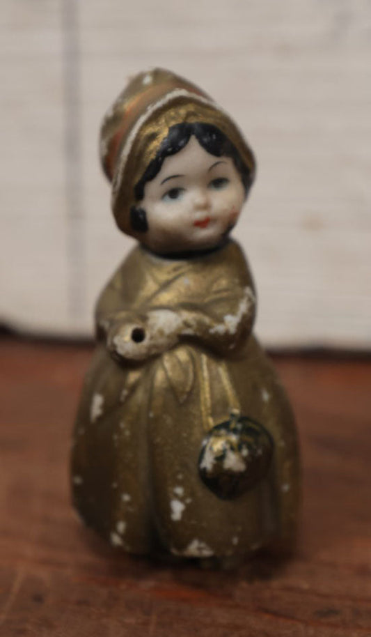 Lot 154 - Antique German Hertwig Penny Doll Nodder, Gold Paint