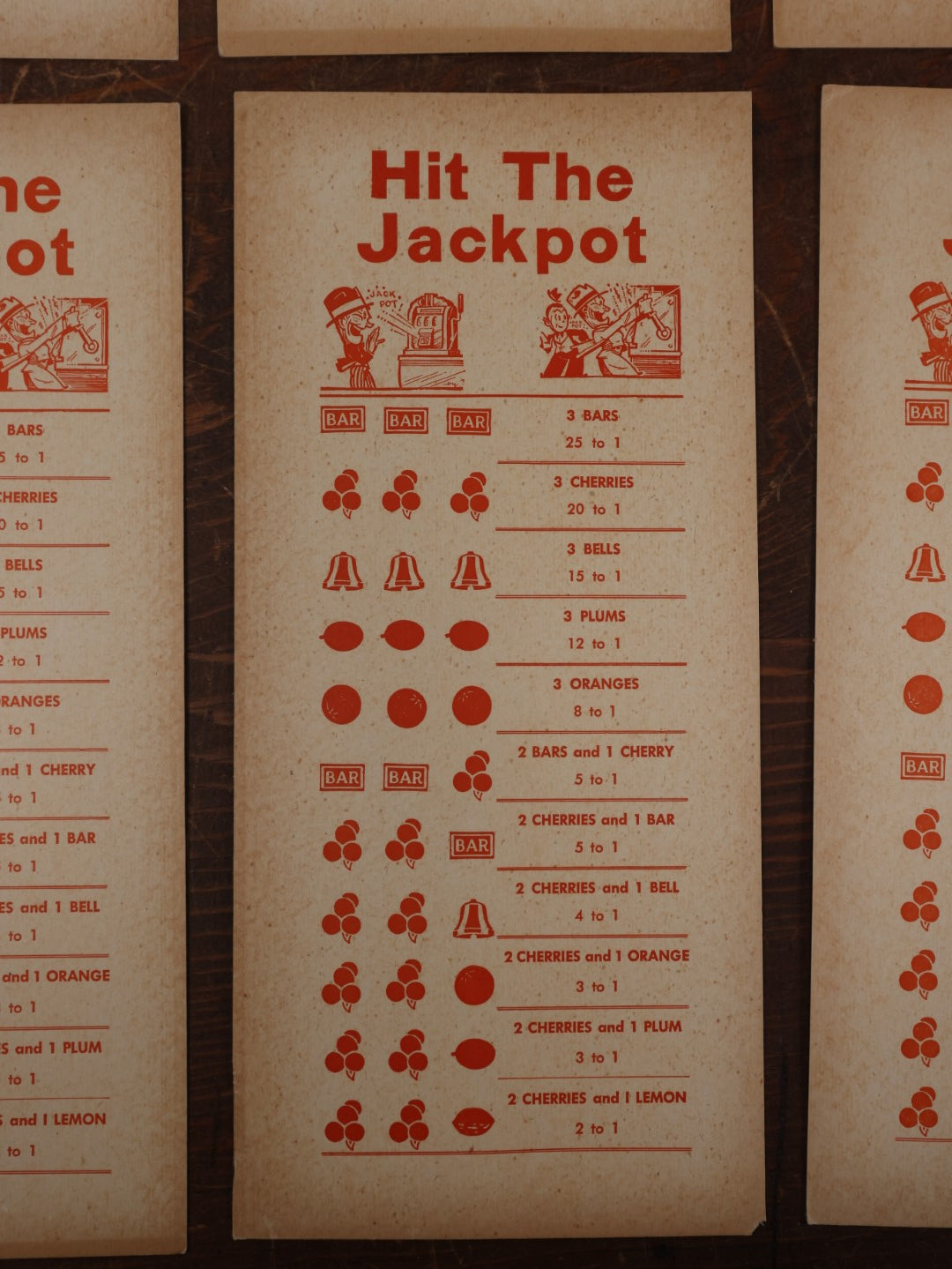 Lot 156 - Grouping Of Eight Vintage Hit The Jackpot Slot Machine Gambling Ephemera