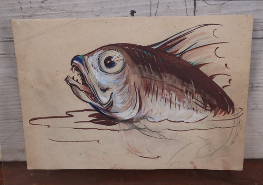 Lot 158 - Vintage Painting / Drawing On Paper Of Fish, Signed Norman