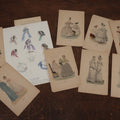 Lot 163 - Grouping Of 10+ Antique French Fashion Prints, Mostly Out Of Books, Many Double Sided, Not All Shown
