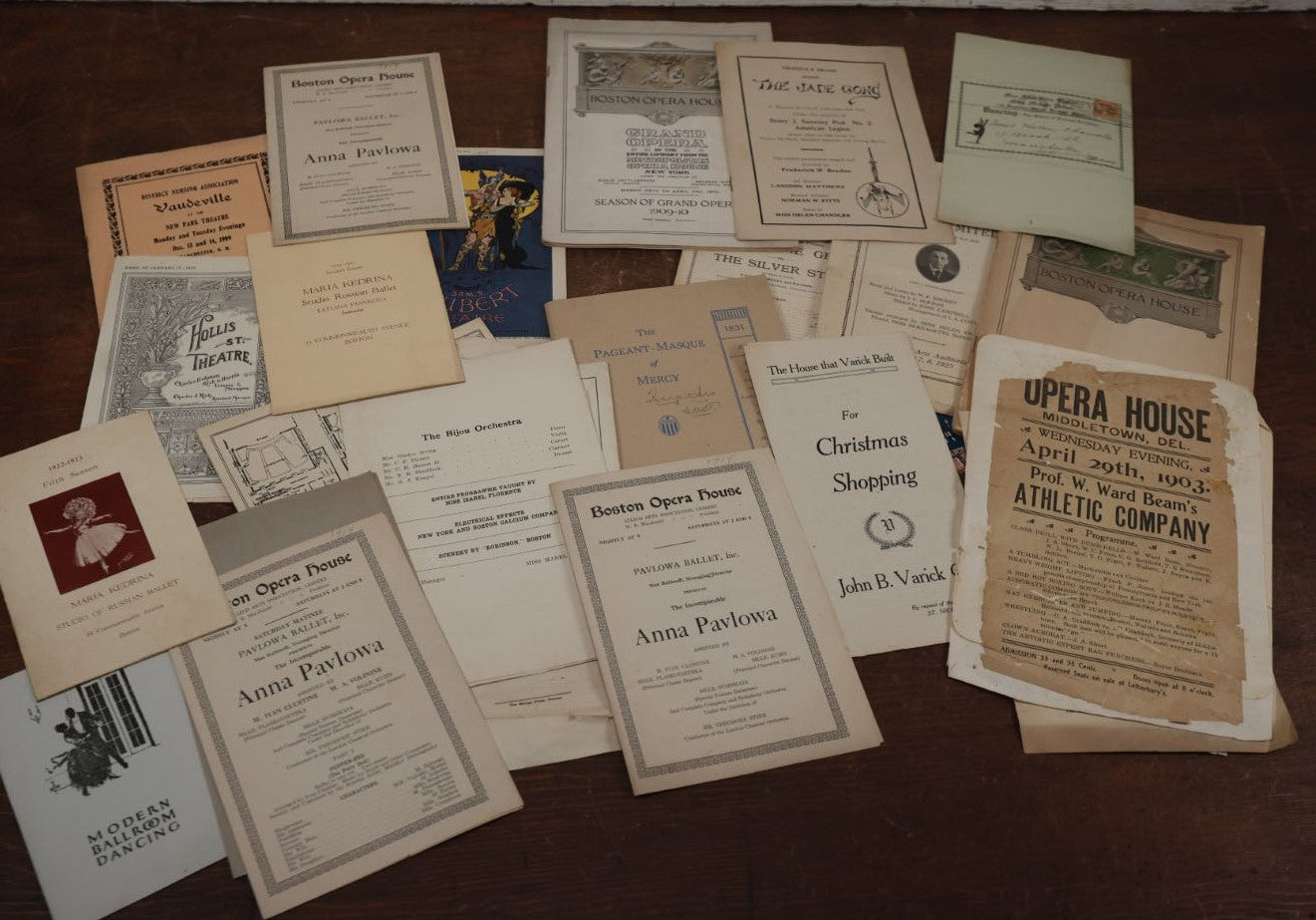 Lot 164 - Grouping Of 20+ Antique Theater And Dancing Ephemera Pamphlets, Programs, And More, Mostly Out Of Boston And New England, Vaudeville Era