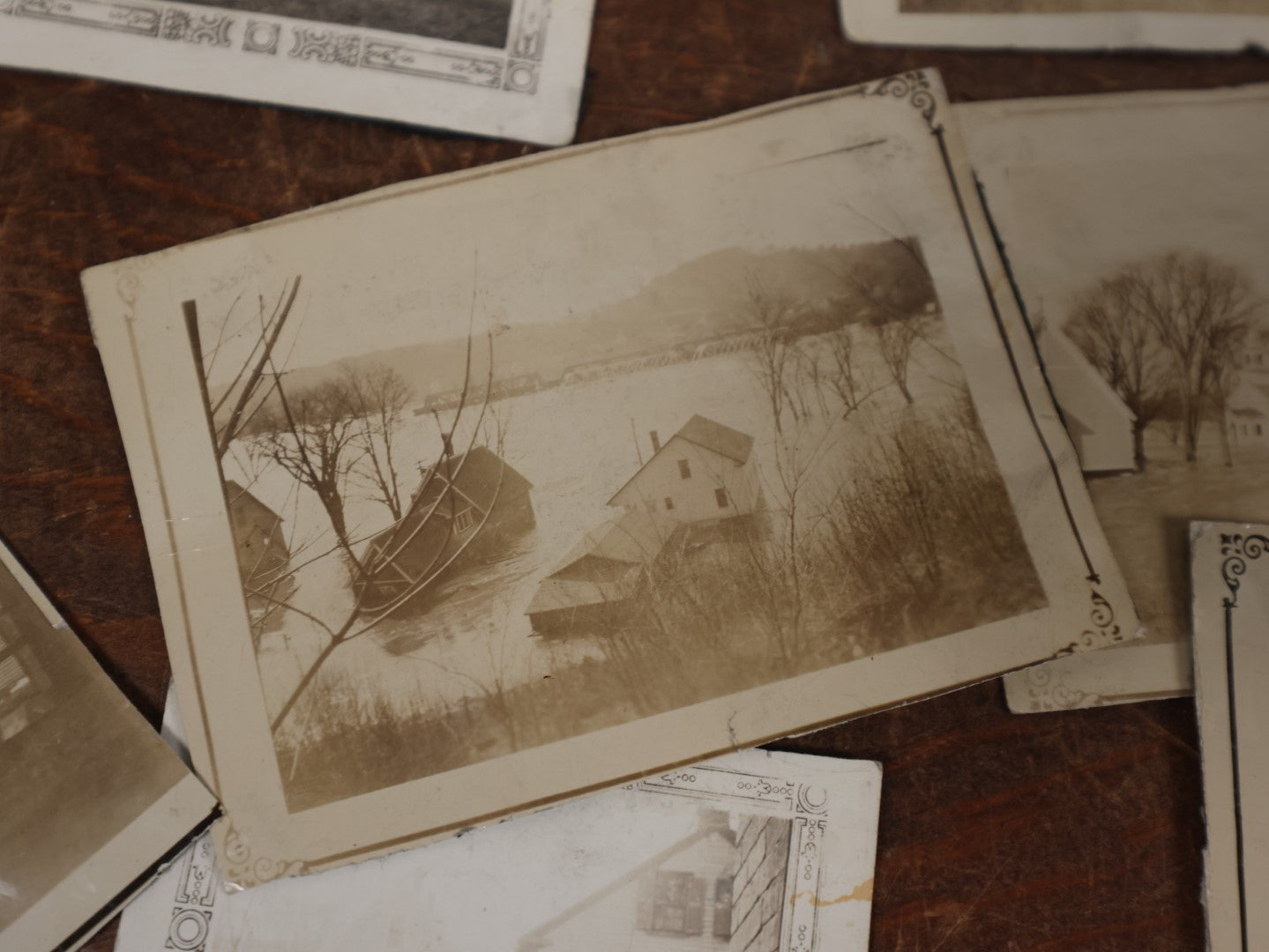 Lot 165 - Grouping Eleven Vintage Snapshots Documenting The 1936 Flood, Possibly In Chelmsford, Massachusetts, With Provenance