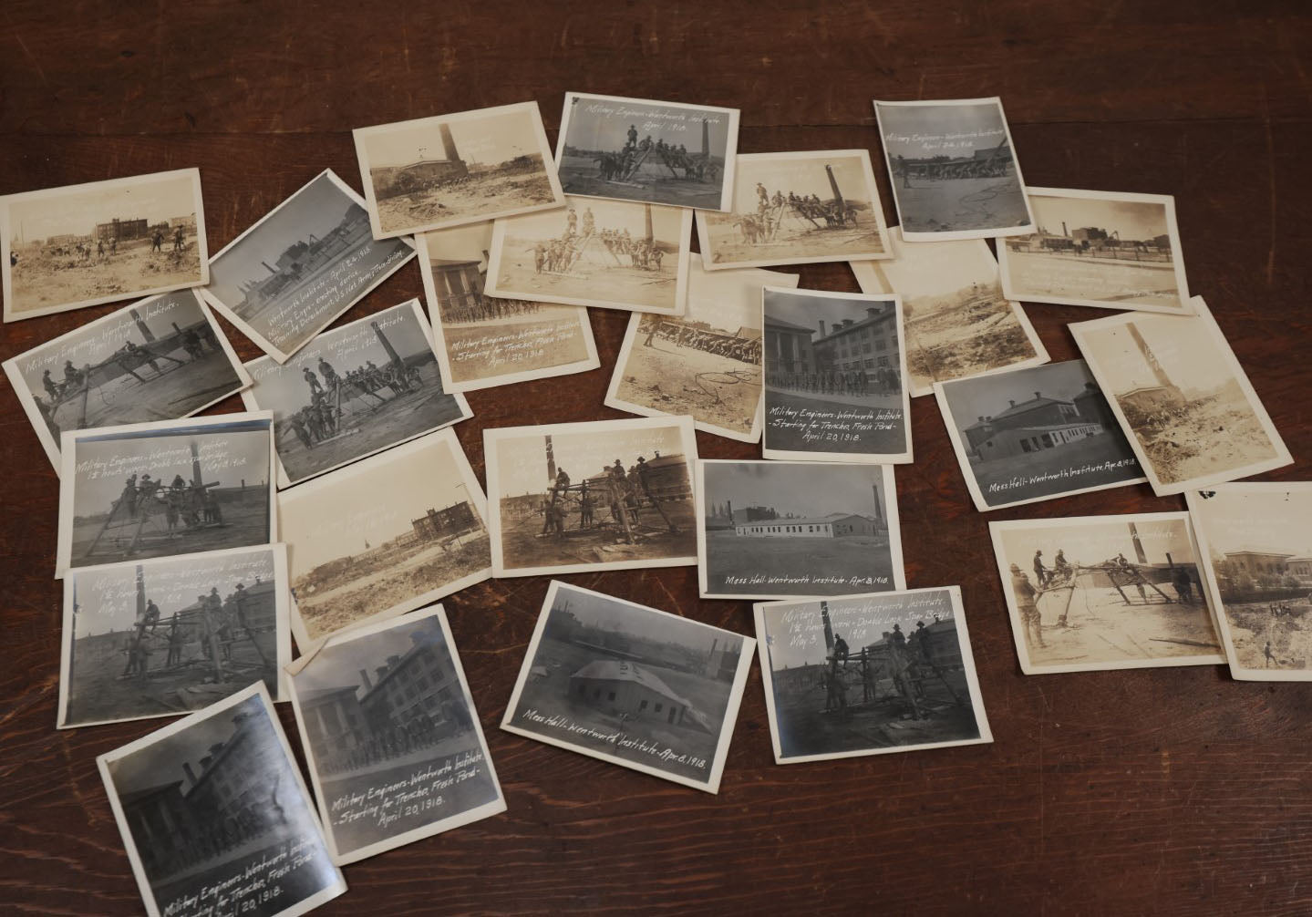 Lot 166 - Grouping Of Approximately 25 Antique World War One Era Snapshot Photos Of Military Engineers At The Wentworth Institute, April 1918