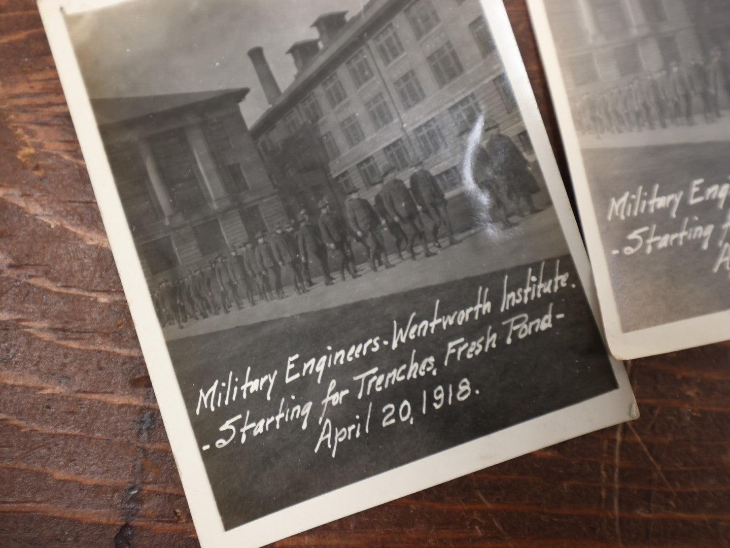 Lot 166 - Grouping Of Approximately 25 Antique World War One Era Snapshot Photos Of Military Engineers At The Wentworth Institute, April 1918