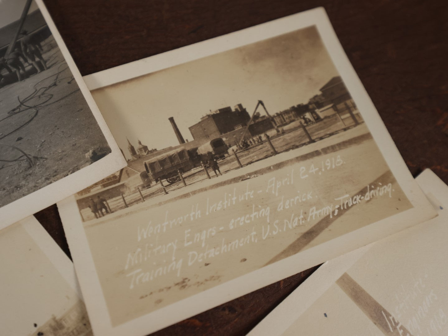 Lot 166 - Grouping Of Approximately 25 Antique World War One Era Snapshot Photos Of Military Engineers At The Wentworth Institute, April 1918