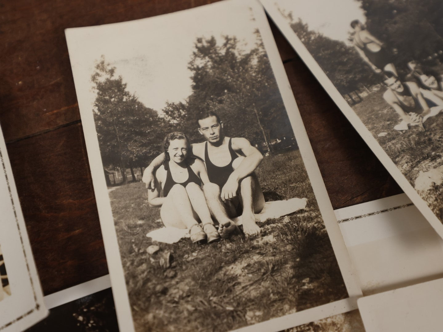 Lot 167 - Grouping Of Approximately 35 Vintage Snapshot Photos Of Women, Men, And Children At The Beach, Outdoors, In Swimsuits, Etc