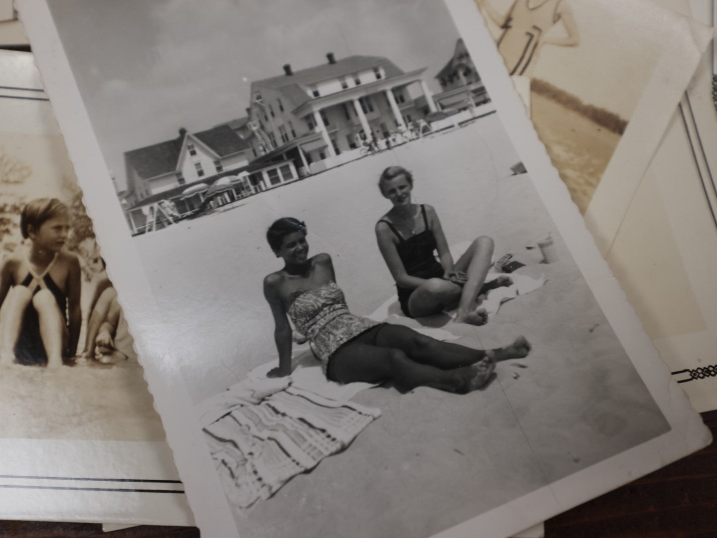 Lot 167 - Grouping Of Approximately 35 Vintage Snapshot Photos Of Women, Men, And Children At The Beach, Outdoors, In Swimsuits, Etc