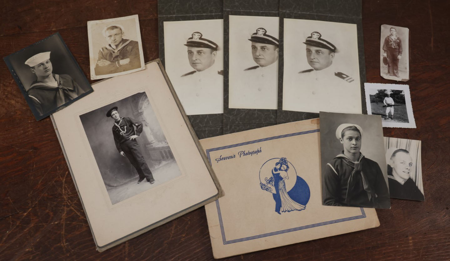 Lot 168 - Grouping Of 10+ Antique And Vintage Portrait And Snapshot Photos Of Sailors, Navy Men, Early 20th Century