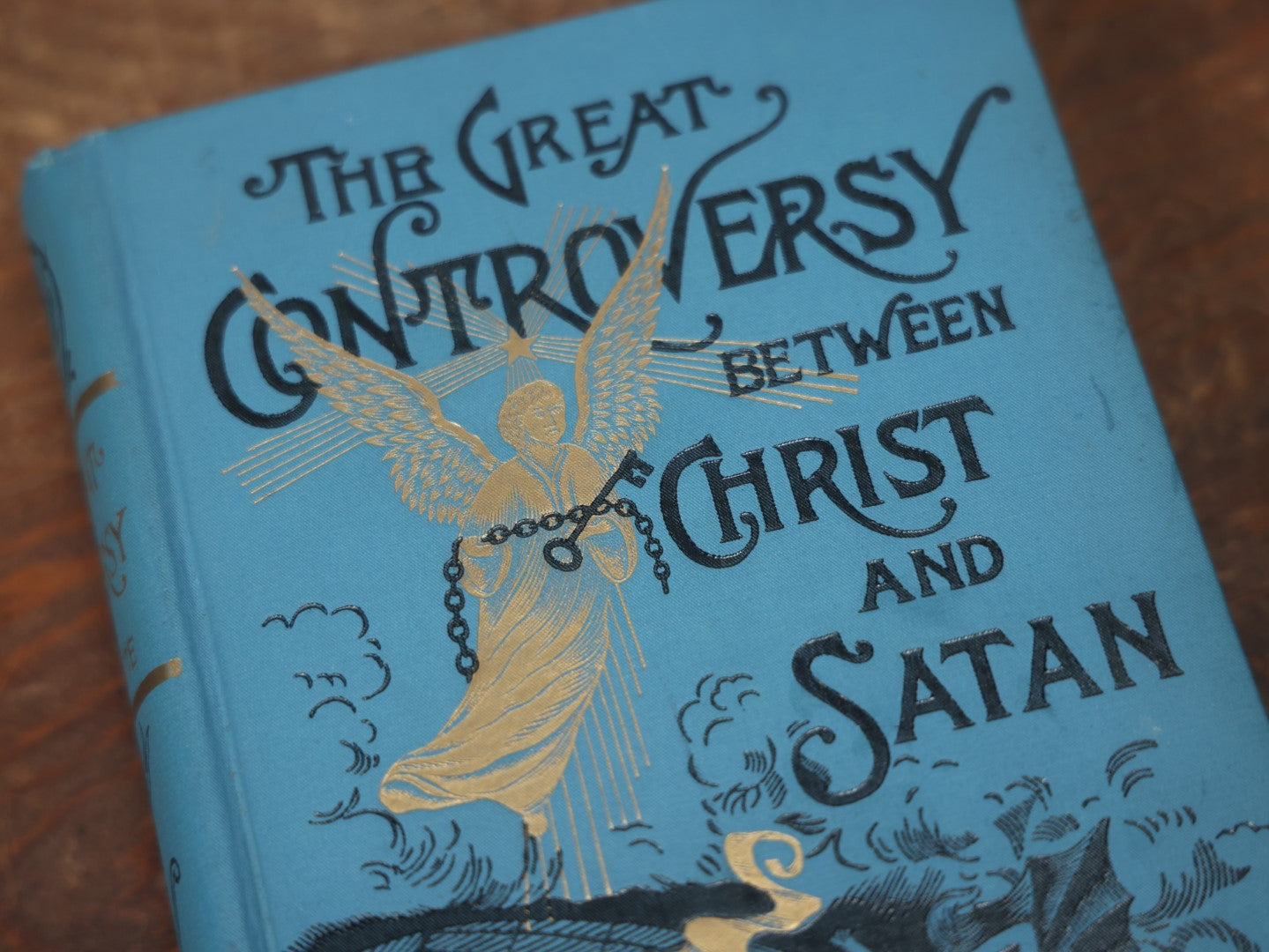 Lot 006 - "The Great Controversy Between Christ And Satan" Antique Book By Ellen G. White, 1911 Edition, Covering Topics Of Spiritualism, Martyrdom, The Snare Of Satan, And More, Illustrated, With Marbled Fore-Edge