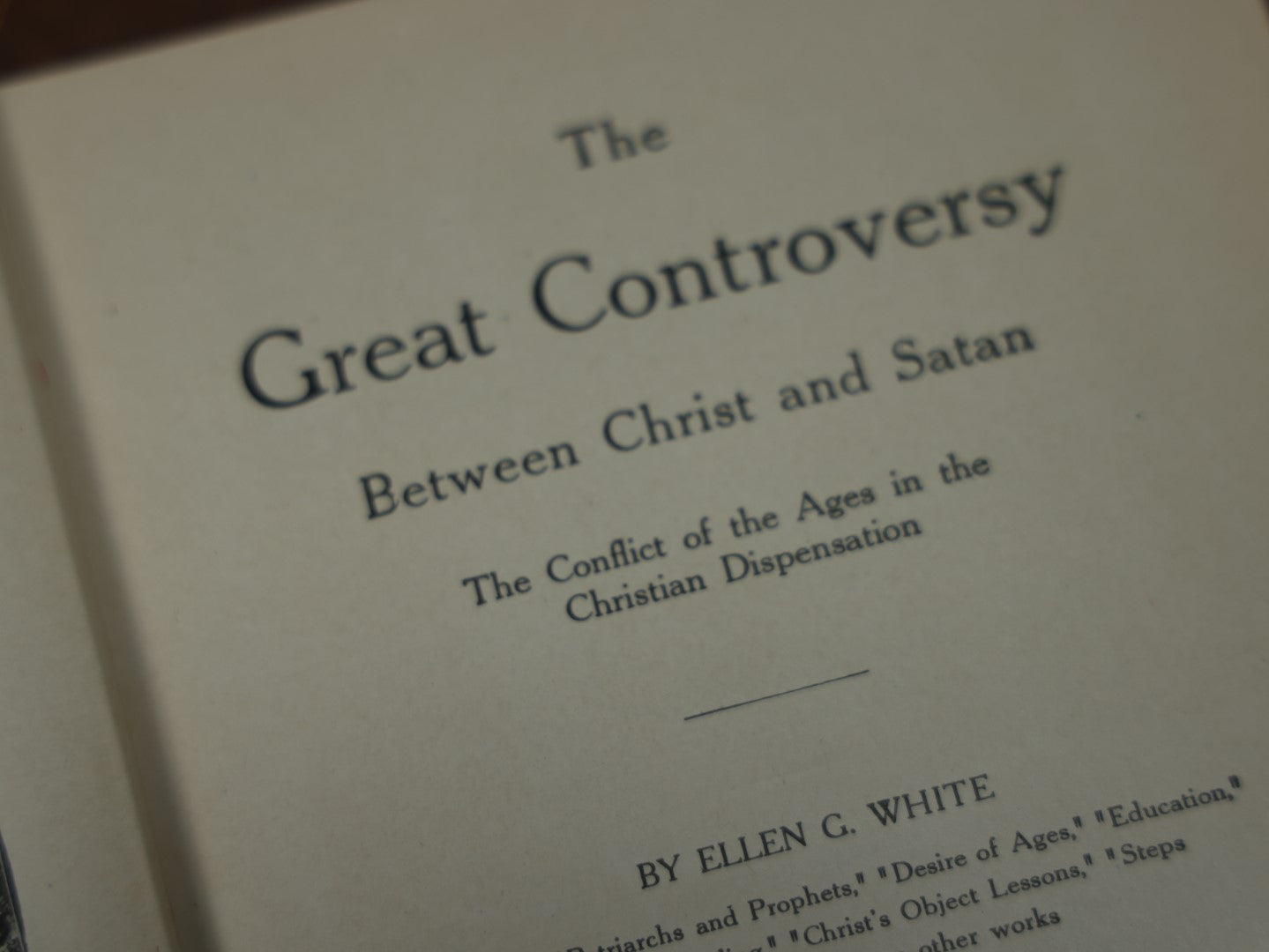 Lot 006 - "The Great Controversy Between Christ And Satan" Antique Book By Ellen G. White, 1911 Edition, Covering Topics Of Spiritualism, Martyrdom, The Snare Of Satan, And More, Illustrated, With Marbled Fore-Edge