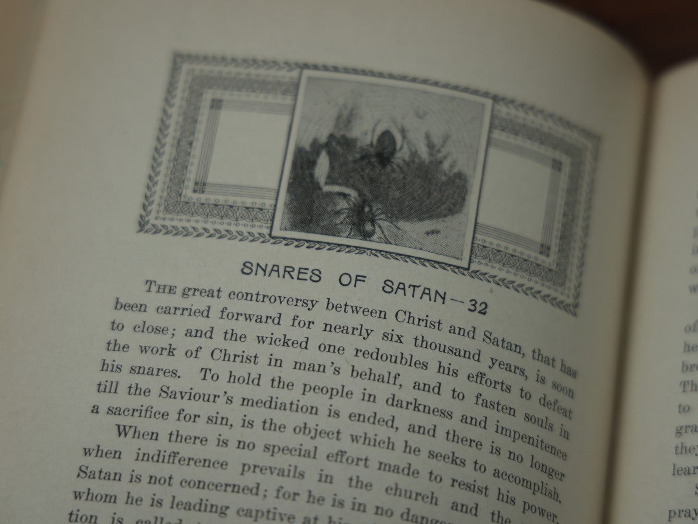 Lot 006 - "The Great Controversy Between Christ And Satan" Antique Book By Ellen G. White, 1911 Edition, Covering Topics Of Spiritualism, Martyrdom, The Snare Of Satan, And More, Illustrated, With Marbled Fore-Edge