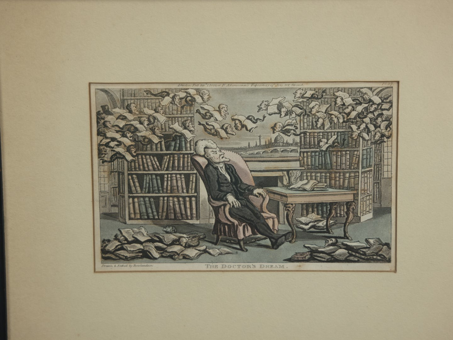 Lot 007 - Antique Hand Colored Etching Print "The Doctor's Dream" Drawn And Etched By Thomas Rowlandson (1757 - 1827), Published In London, 1819