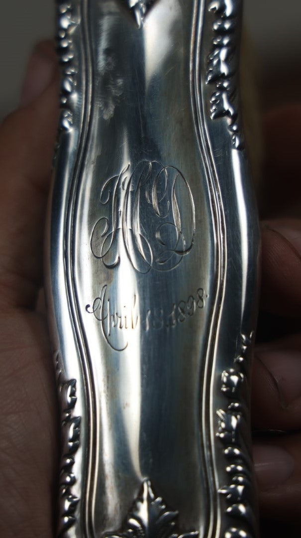 Lot 010 - Antique Sterling Silver Monogrammed Dresser Brush, Dated April 18, 1898, Marked Sterling, Patent