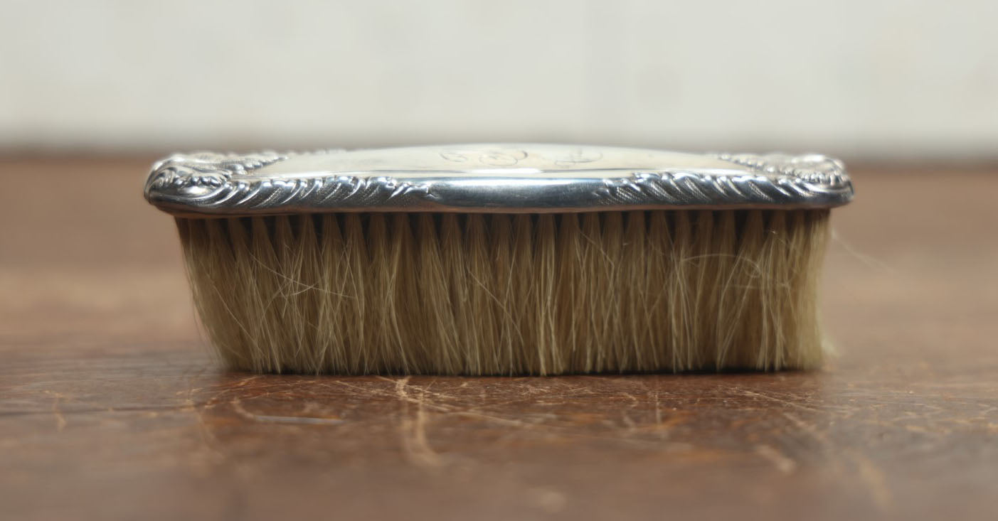 Lot 010 - Antique Sterling Silver Monogrammed Dresser Brush, Dated April 18, 1898, Marked Sterling, Patent