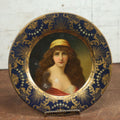 Lot 014 - Antique Tin Lithograph Decorative Plate With Beautiful Woman, By Vienna Art Plates, 1905