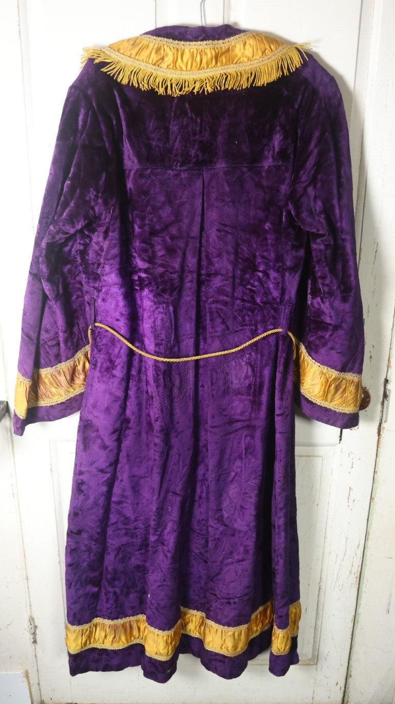 Lot 016 - Antique Fraternal Theatrical Purple And Gold Robe, By Harding Uniform And Regalia Company, Boston, With Rope And Button Enclosure (Approximate Measurements In Description)