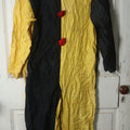 Lot 019 - Antique Yellow And Black Clown Costume With Red Pom Poms, Pink Collar (Approximate Measurements In Description)